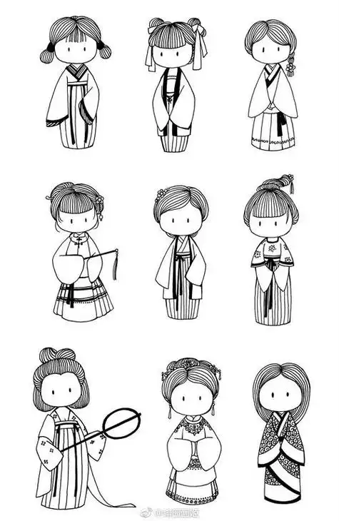 和服简笔画 和服简笔画女