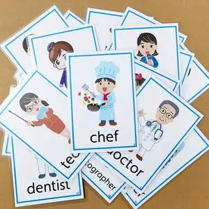 职业工作单词英文卡片 宝宝早教启蒙英语闪卡 幼儿园英文教师教具