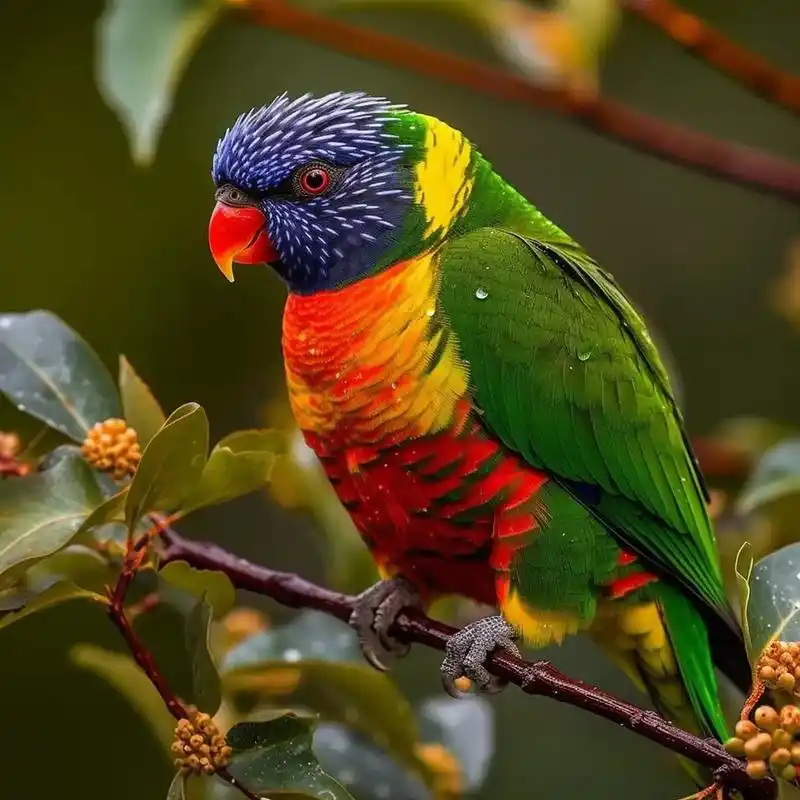 《ai动物世界》-虹彩吸蜜鹦鹉.#midjourney #视 - 抖音