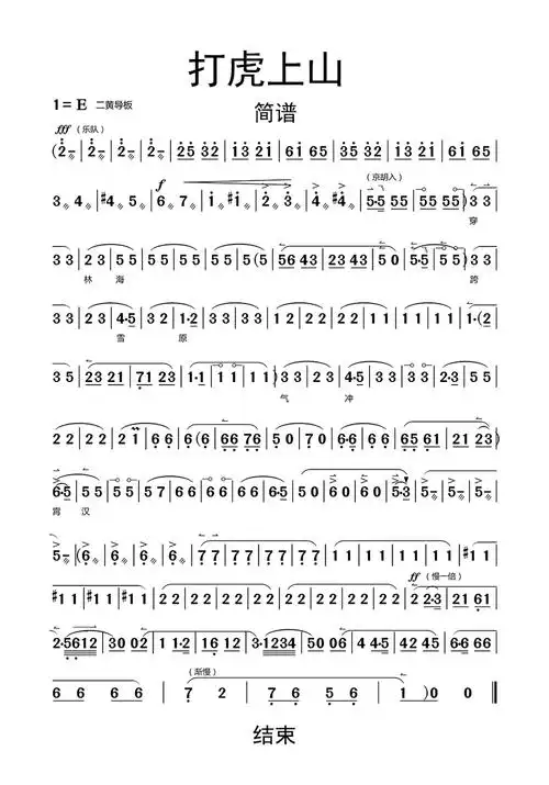 京剧打虎上山歌词简谱第1页