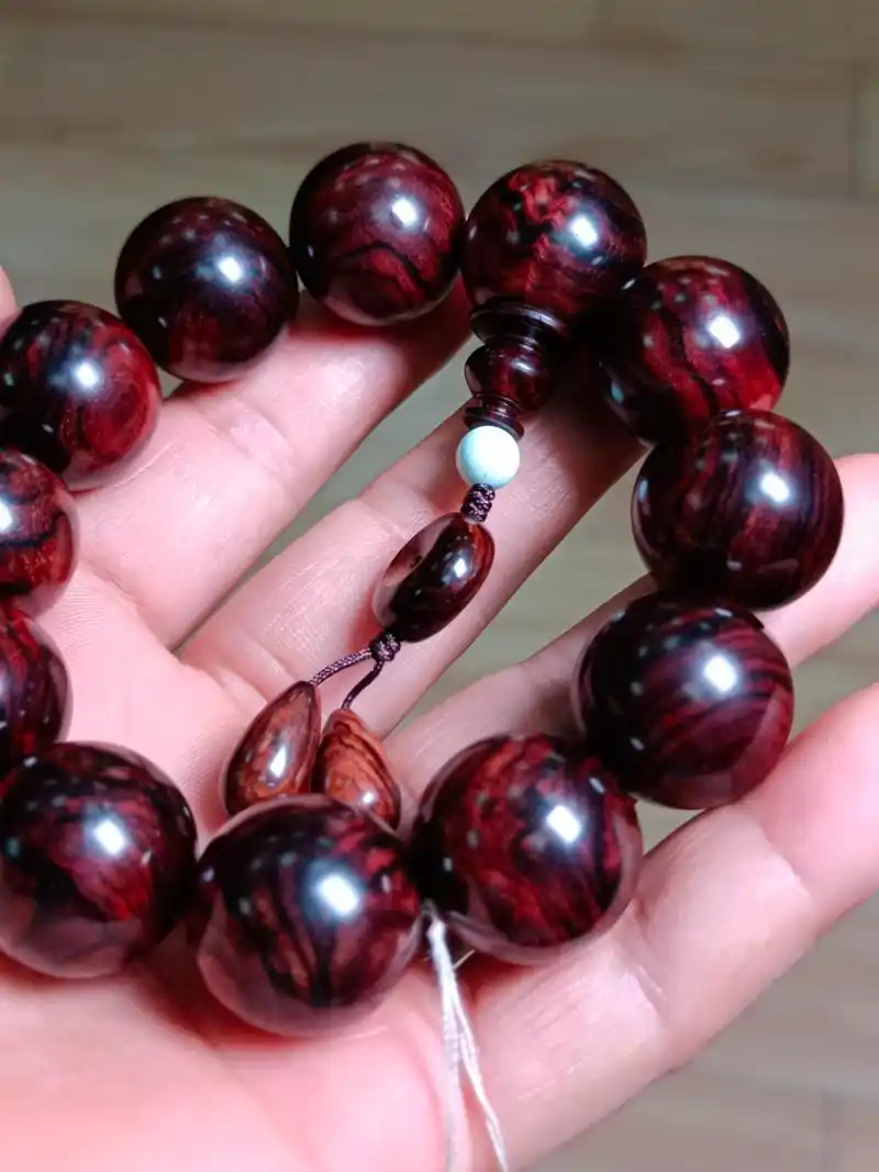 海南黄花梨西部紫油梨2.0水波纹手串