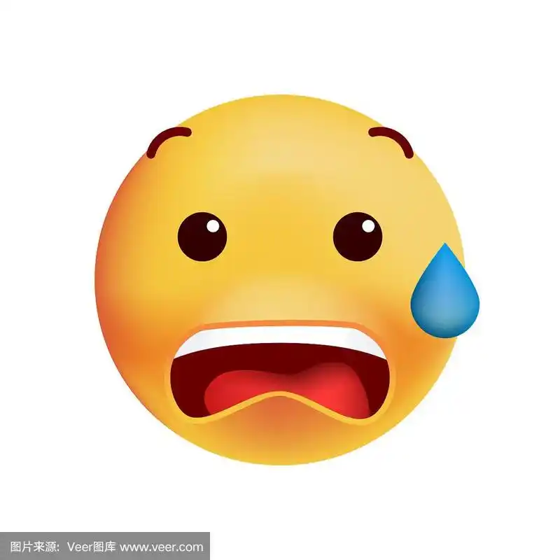 可爱的害怕的表情在白色的背景.孤立的矢量图