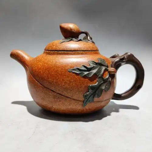 宜兴紫砂壶葛陶中制原矿段泥寿桃壶容量