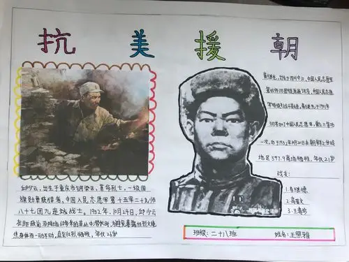 28班"纪念抗美援朝70周年"手抄报优秀作品