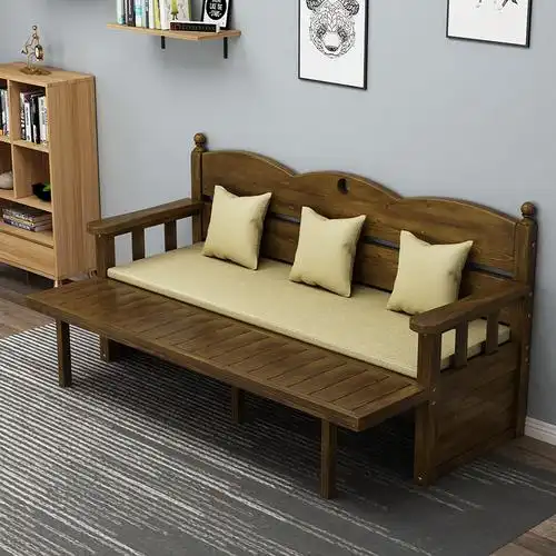 实木沙发床小户型可折叠双人沙发客厅多功能单人坐卧两用床经济型