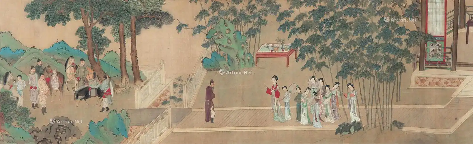 *0164 游春图 镜心 绢本