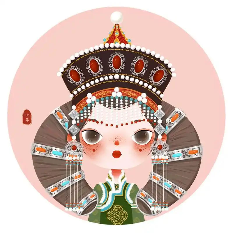 卡通头像民族风蒙古族人物插画
