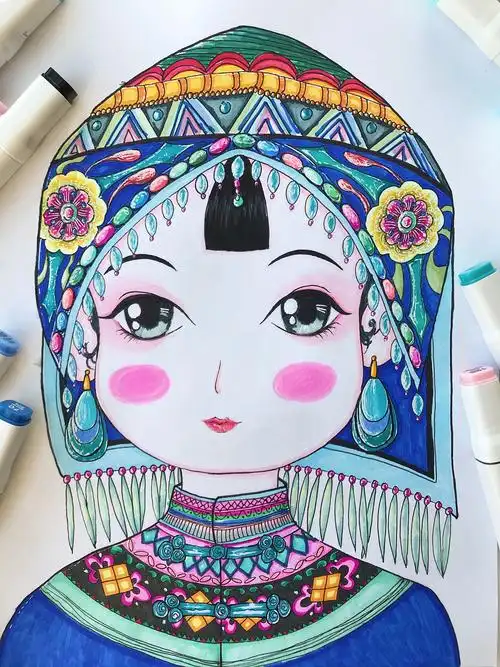 民族风小女孩合集|纯艺术|绘画|姜玲abc - 原创作品 - 站酷 (zcool)