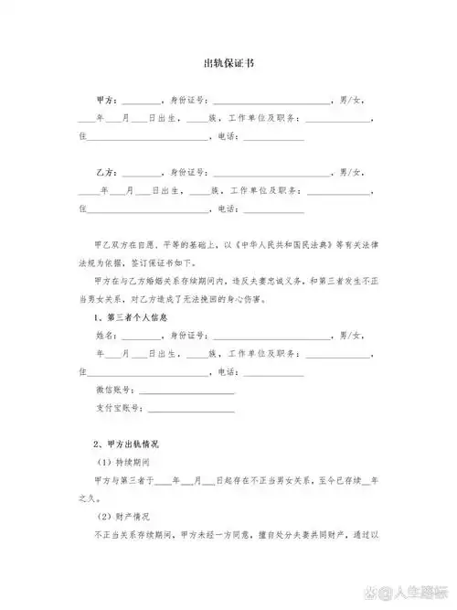 建议收藏 !《出轨保证书》模板