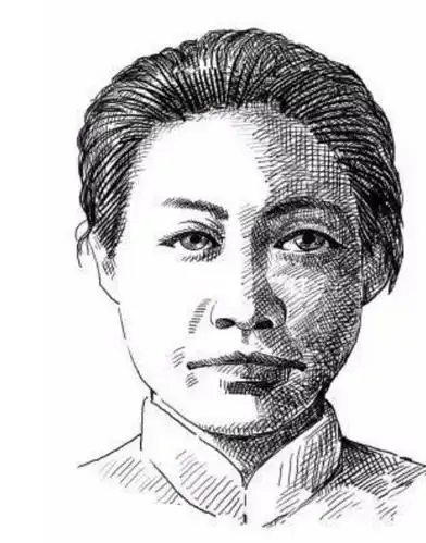图为赵一曼的素描像,美丽而不失刚毅.