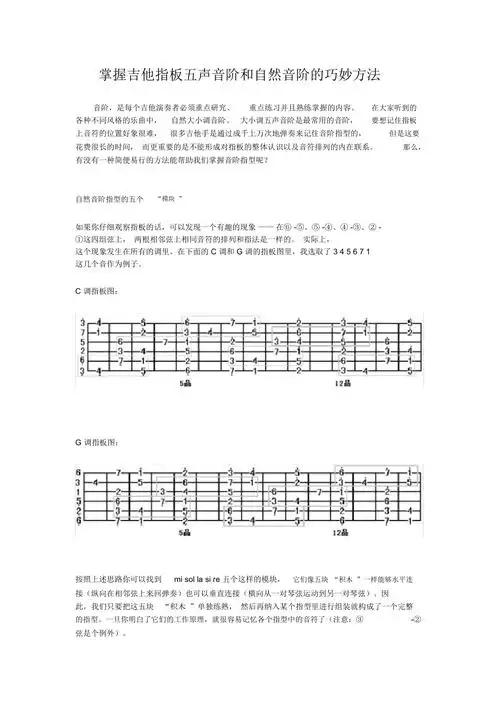 完整版掌握吉他指板五声音阶和自然音阶doc