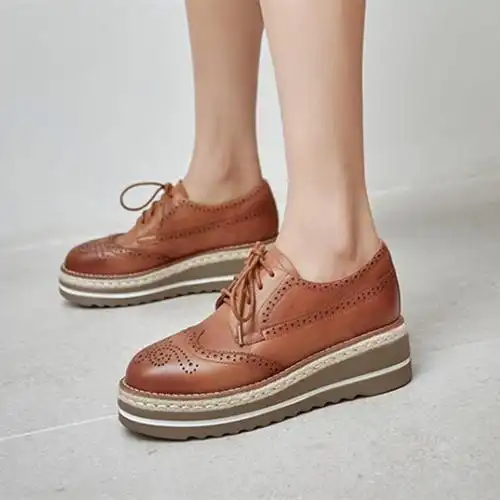 2021春秋新款松糕厚底松糕鞋英伦风复古休闲坡跟单鞋草编中跟女鞋