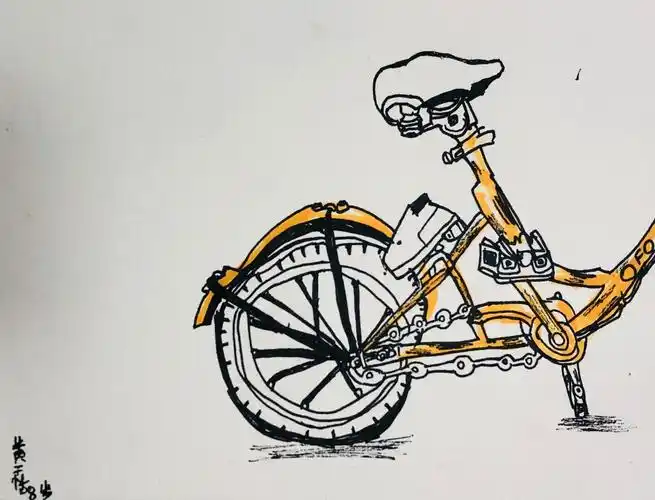 线描写生系列作品《单车局部》