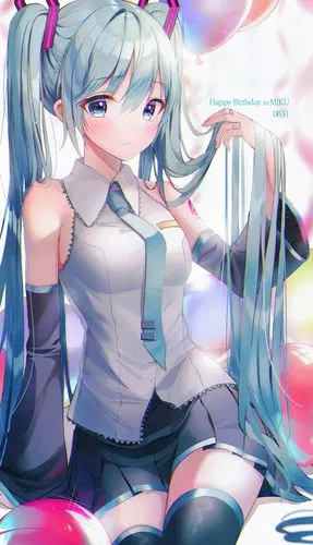 4k手机初音未来双马尾插画超高清壁纸 - 日本动漫 - h128壁纸