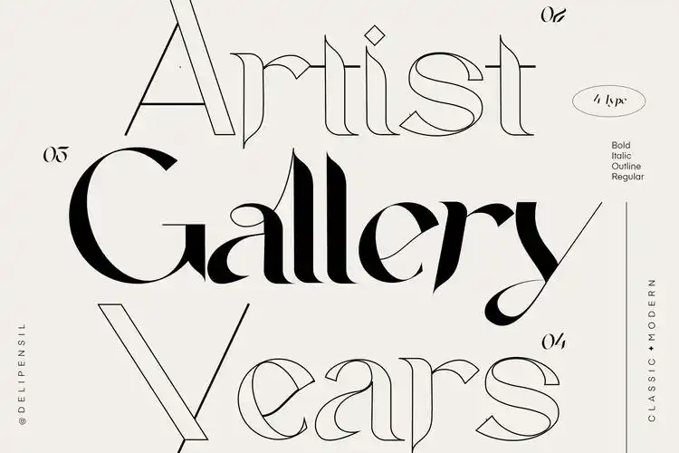 现代优雅杂志标题徽标logo设计衬线英文字体素材 agoka modern