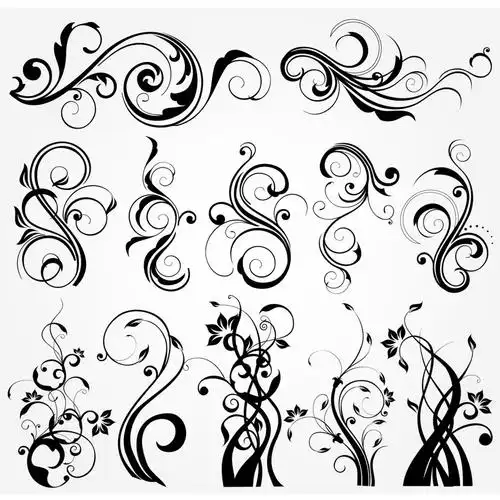 黑白简约花纹花边素材