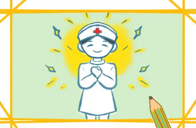 白衣天使护盾侧面简笔画