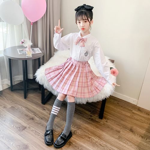 女童秋装jk制服套装女孩短裙上衣衬衫外套中大童儿童春秋季三件套