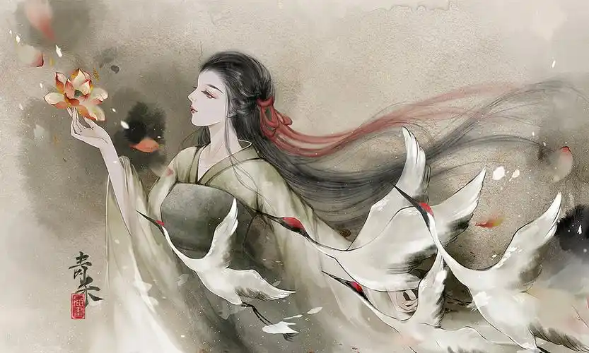 72天前 68 5 0 亚洲  |  设计爱好者 美人舞鹤 古风美人 仙鹤 荷花