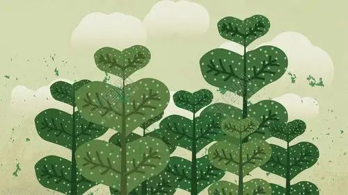 矢量浅绿色小叶子植物插画背景