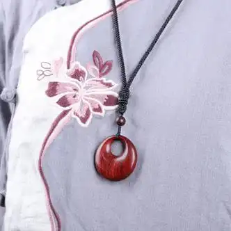 晶屿 印度木雕莫比乌斯环吊坠 平安扣挂件 质项链木制随身女 平安扣