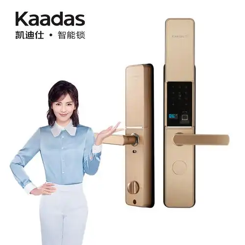凯迪仕kaadas指纹锁t6玫瑰金色智能锁电子密码锁家用防盗门锁铝合金