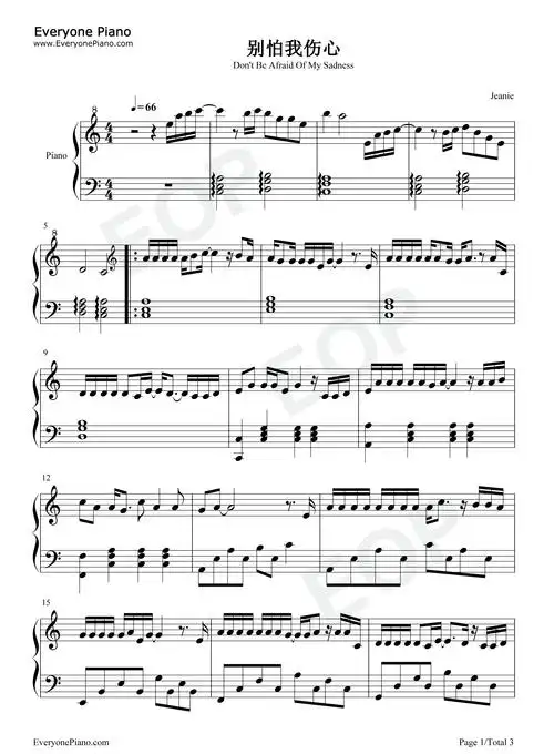 别怕我伤心-张信哲五线谱预览1