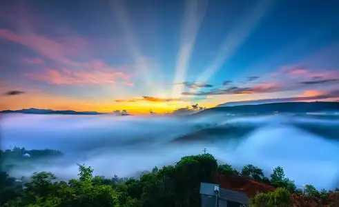 地平线太阳升起图片