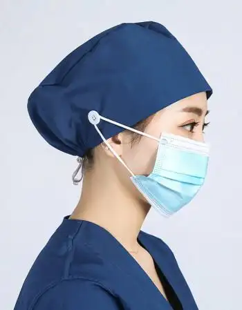 护士帽医生护士圆帽布帽女透气可调节产房助产士手术室帽子男 孔雀兰