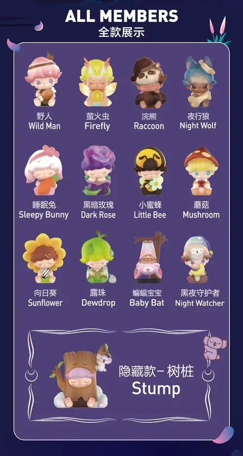 限量popmart泡泡玛特dimoo森林之夜系列盲盒手办公仔潮玩盲盒