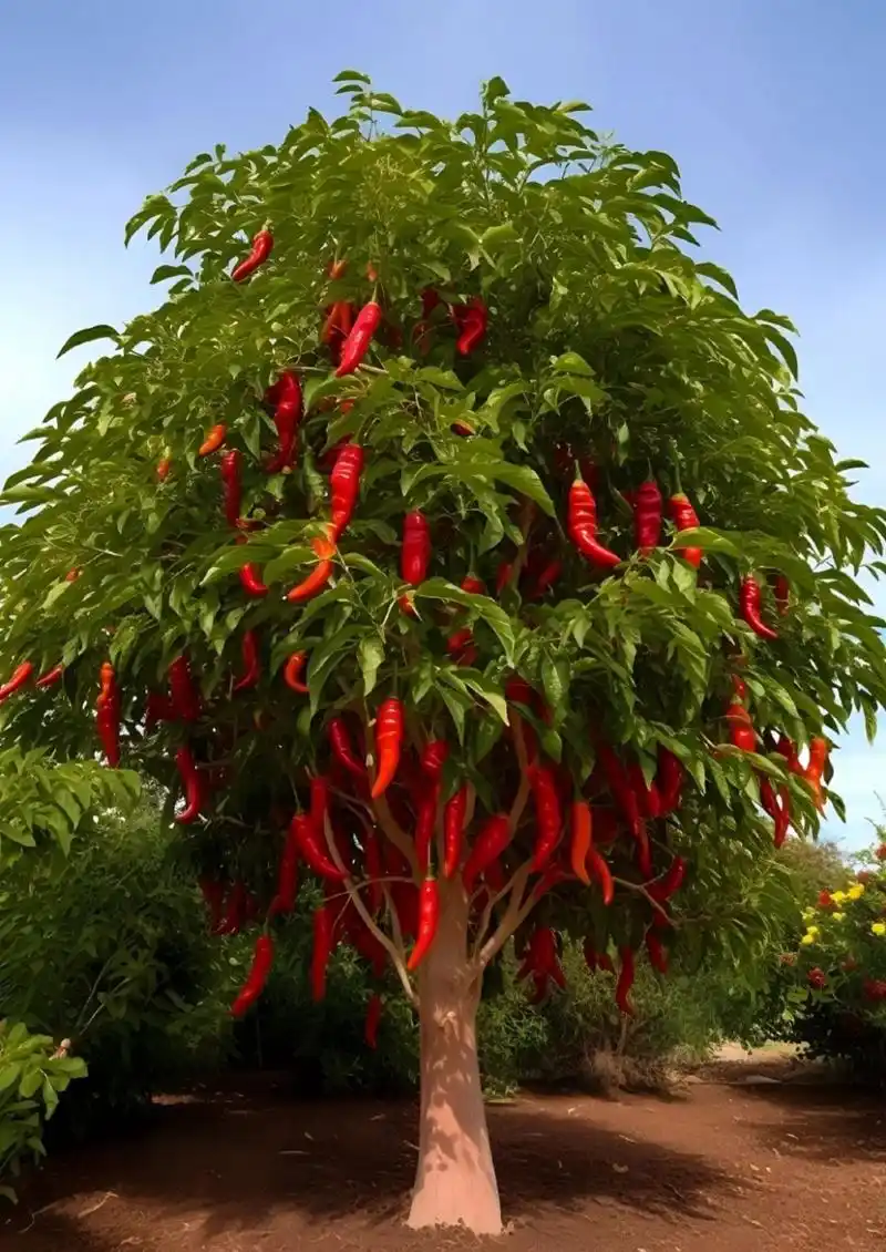 辣椒果然是长在辣椒树上的.