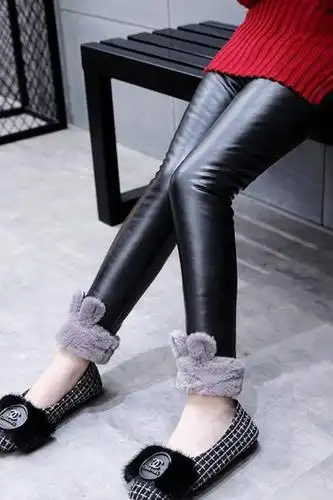 女童皮棉裤5冬儿童6加绒加厚皮裤8岁中大童外穿夹棉保暖打底裤