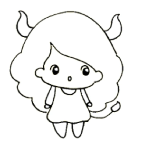 十二星座金牛座简笔画金牛座简笔画动漫少女画法