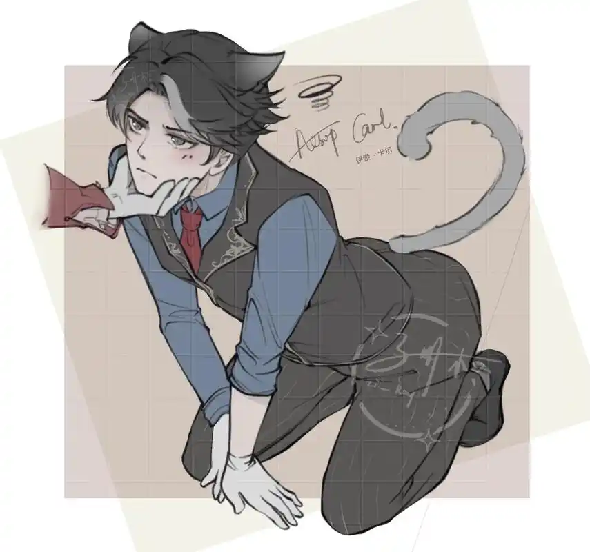 《cat》最后一张是线稿过程(发发试试)#第五人格 #摄殓  - 抖音