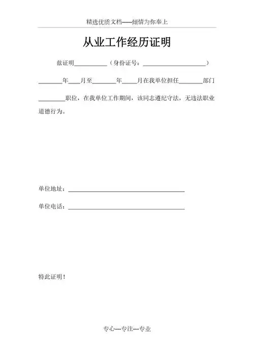 从业工作经历证明共2页