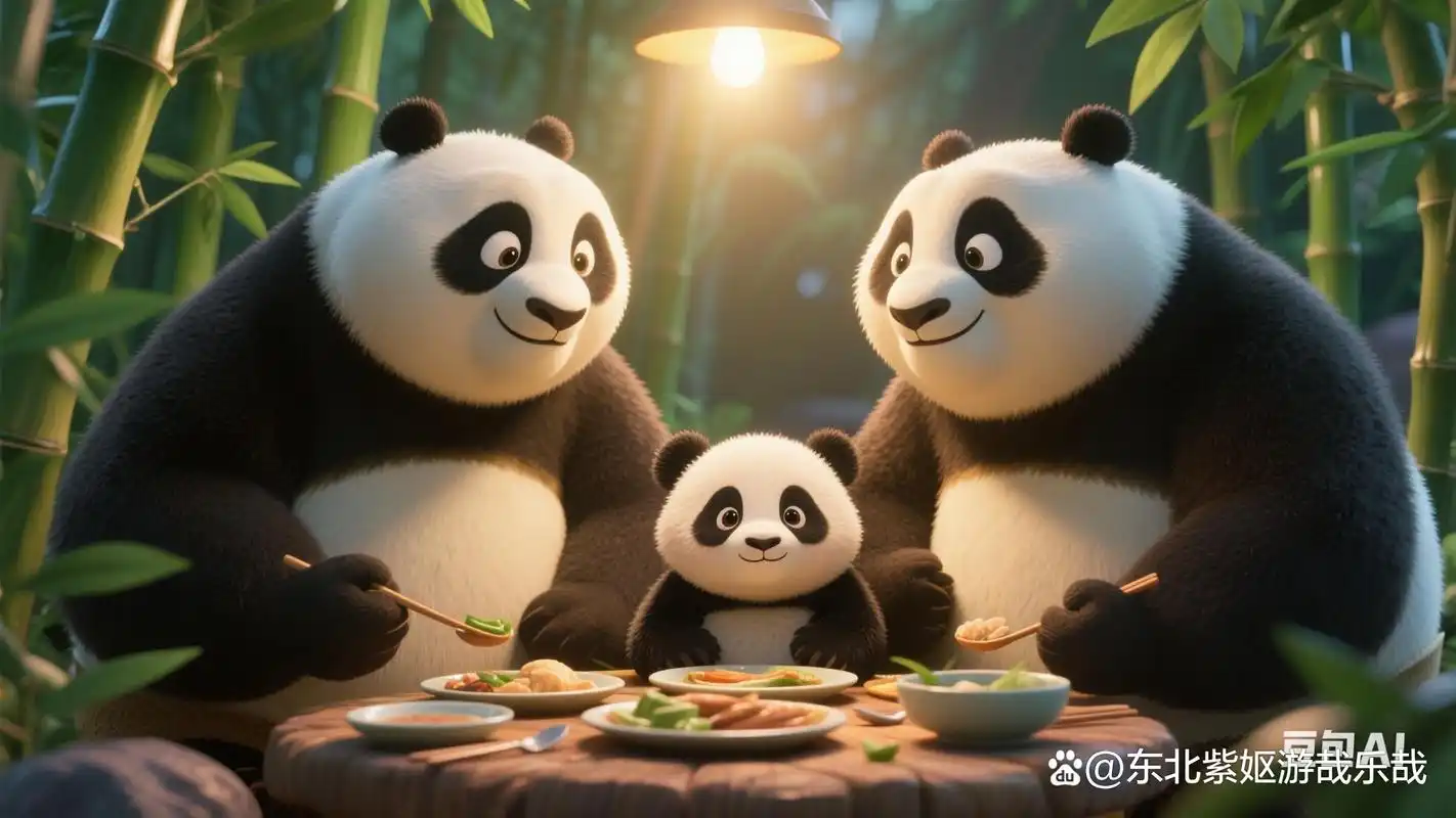 寻开心之126熊猫一家晚餐