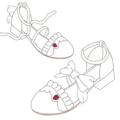 原创凉鞋日系软妹洛丽塔lolita甜美草莓蝴蝶结公主少女凉鞋