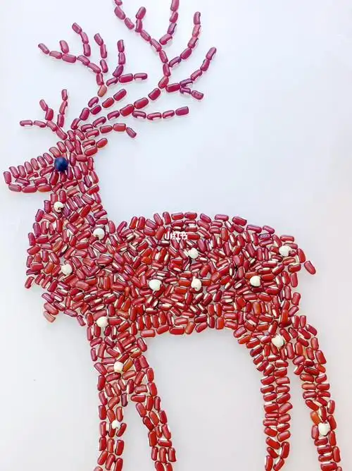 创意手工红豆麋鹿祝圣诞快乐