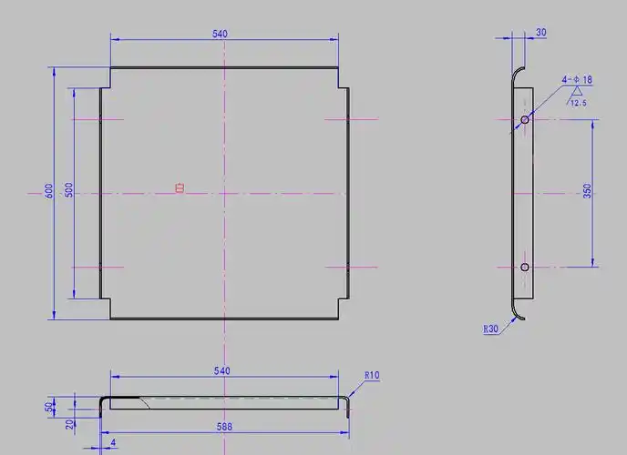 sw四边折弯钣金图怎么画