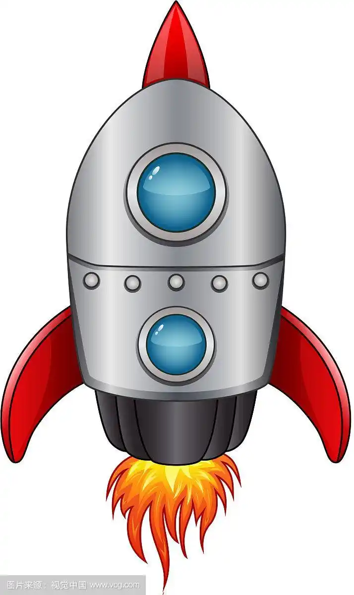 卡通宇宙飞船与火焰隔离在白色的bac