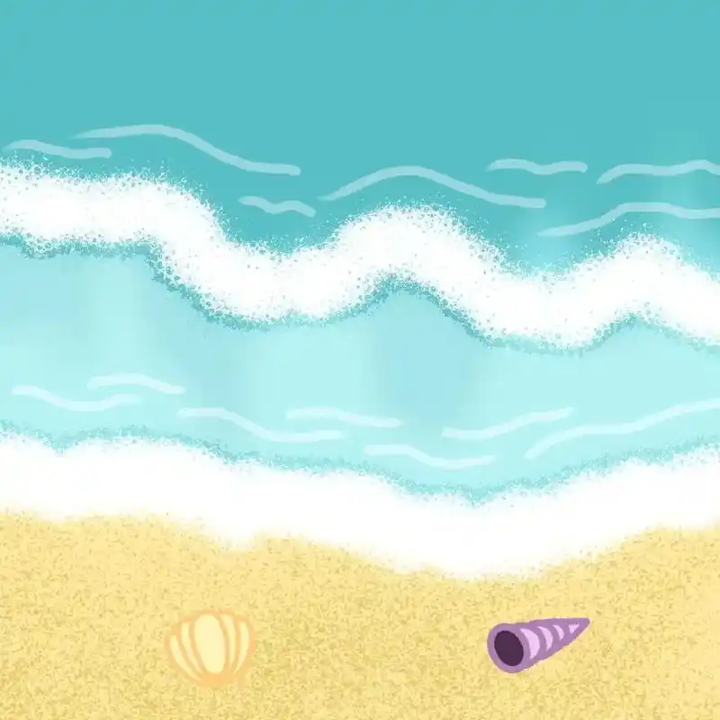 贝壳的故事(画画教程)1.用浅黄色铺背景. 2.