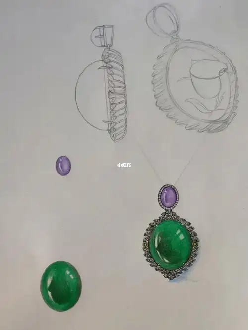 吊坠设计彩铅手绘