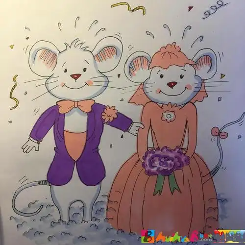 老鼠娶亲场景动物简笔画