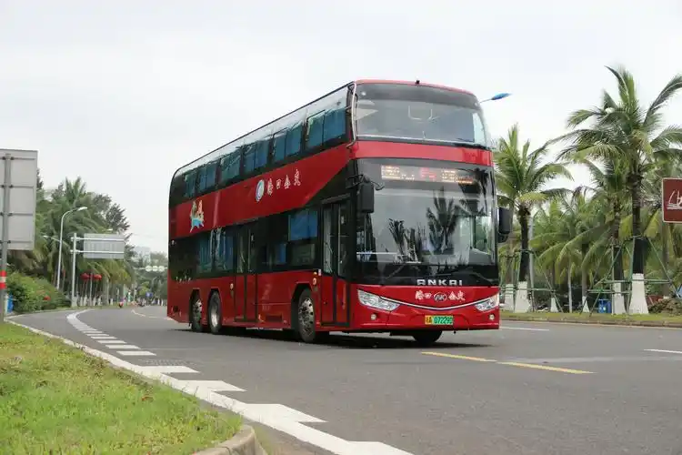 【海口公交风采】观光1号"中国红"安凯双层纯电动观光公交车hff6124gs