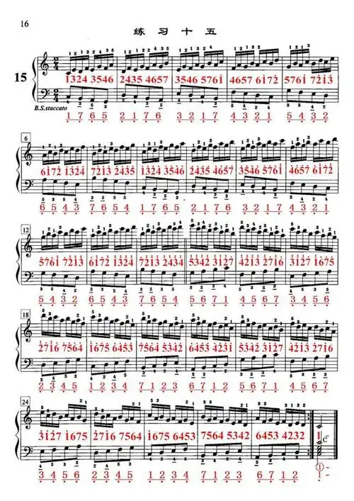 手风琴指法训练:哈农手风琴手指练习