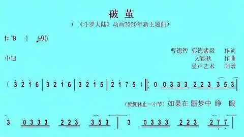 张韶涵励志新歌,《斗罗大陆》主题歌曲《破茧》简谱,轻松学会