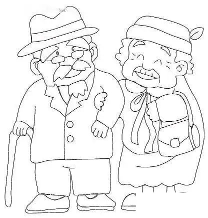 卡通慈祥的爷爷奶奶简笔画图片教程素描