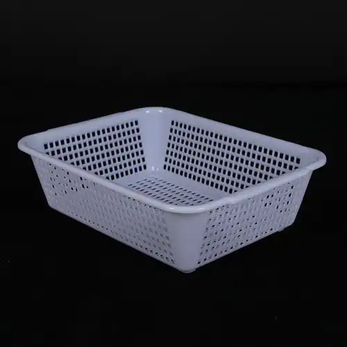 现货供应金旭宏617筐 塑料长方白色筐菜篮子水果收纳塑料筐批发