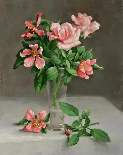 唯美写实美国画家hollyhopebanks花卉静物油画