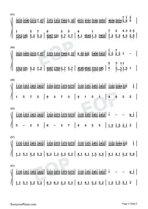 花之舞-大调-flower dance-花舞双手简谱预览3